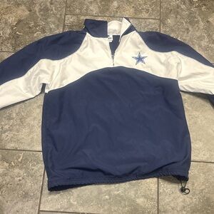 Blue and White Quarter-Zip Pullover with Star Logo